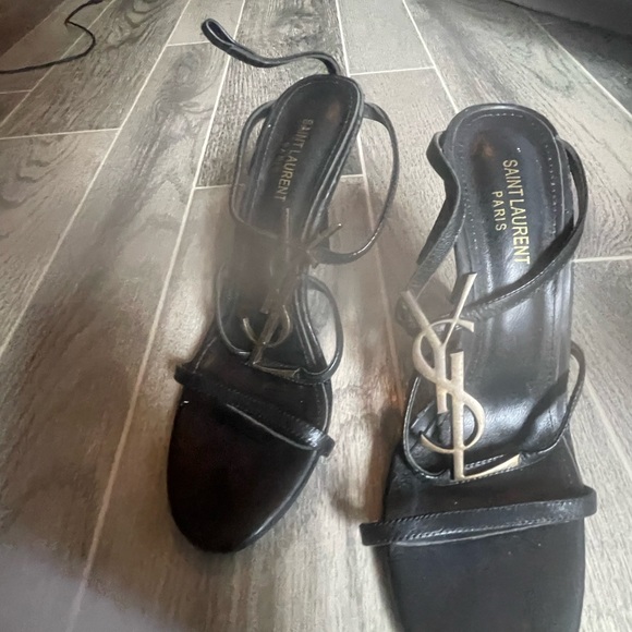 Saint Laurent Black Strappy Heels - Picture 2 of 11